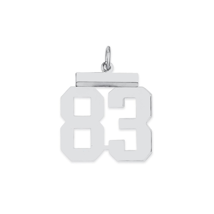 Sterling/Silver Rhodium-plated Polished Number 83 Charm QMS83