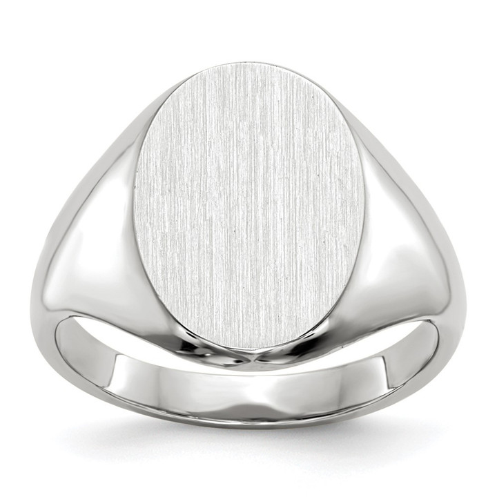 14k White Gold 11.5x8.0mm Closed Back Signet Ring RS555
