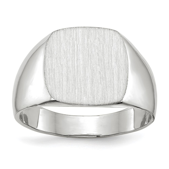 14k White Gold 12.5x12.5mm Closed Back Signet Ring RS604