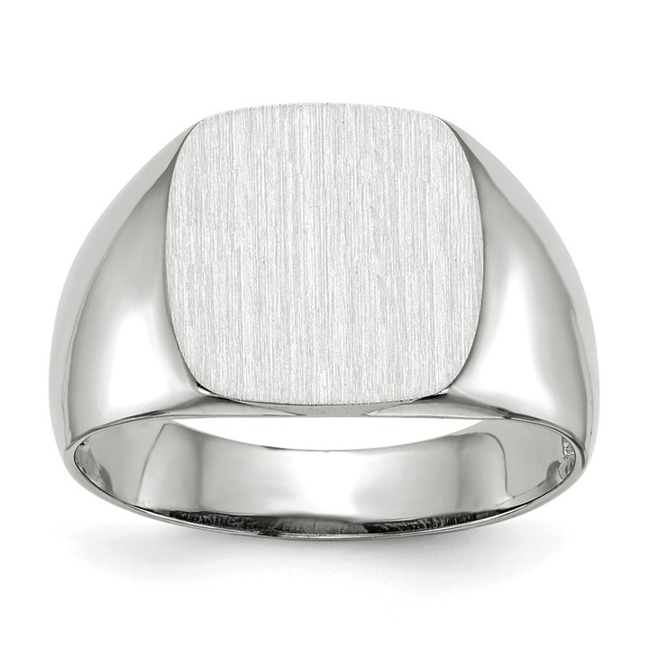 14k White Gold 12.5x12.5mm Open Back Signet Ring RS607