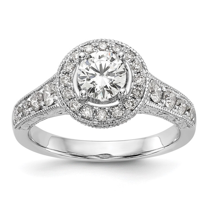 14K White Gold Lab Grown Diamond VS/SI FGH Semi-Mount Halo Eng Ring RM2118E-075-7WLG