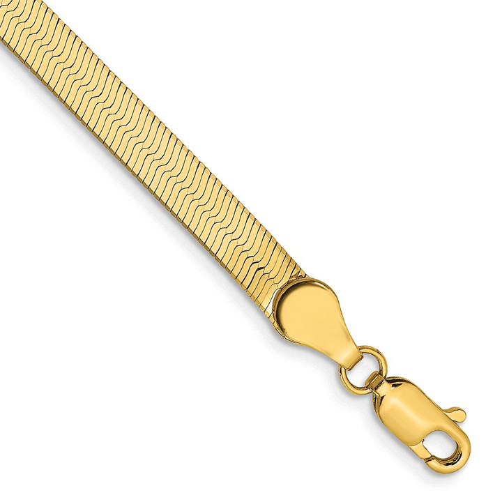 14K 7 inch 4mm Silky Herringbone with Lobster Clasp Bracelet SLK040-7