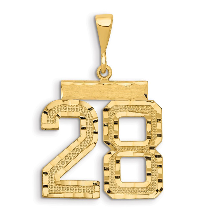 14k Small Brushed Diamond-cut Number 28 Charm SN28