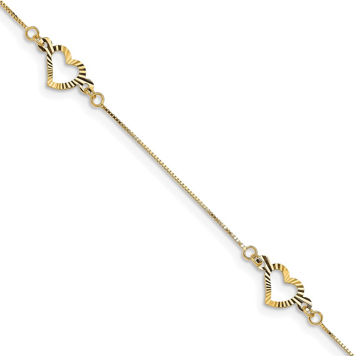14K Fancy Heart Bracelet SF1578-7.25