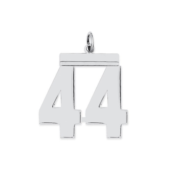 Sterling Silver/Rhodium-plated Polished Number 44 Charm QPL44
