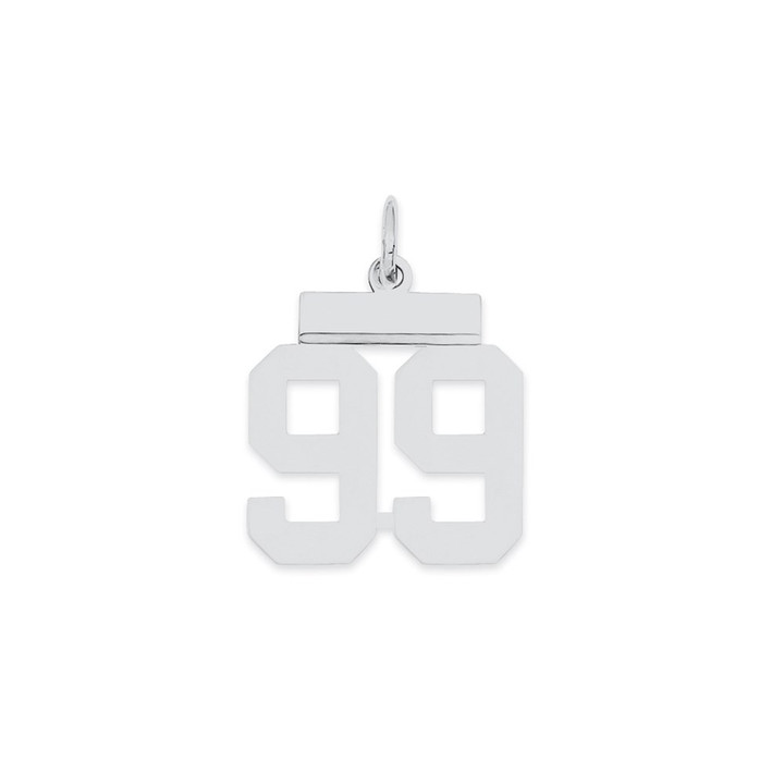 Sterling Silver/Rhodium-plated Polished Number 99 Charm QSS99