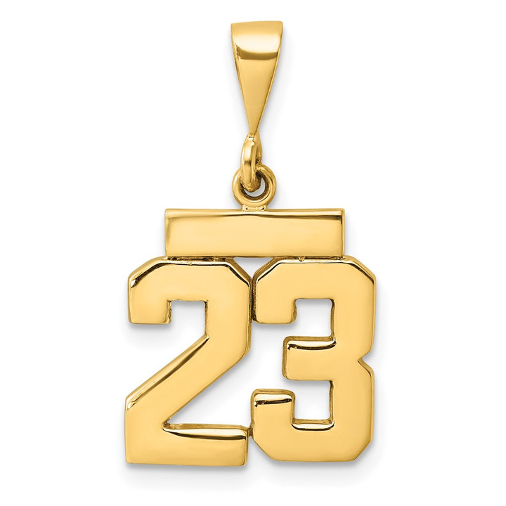 14k Small Polished Number 23 Charm SP23