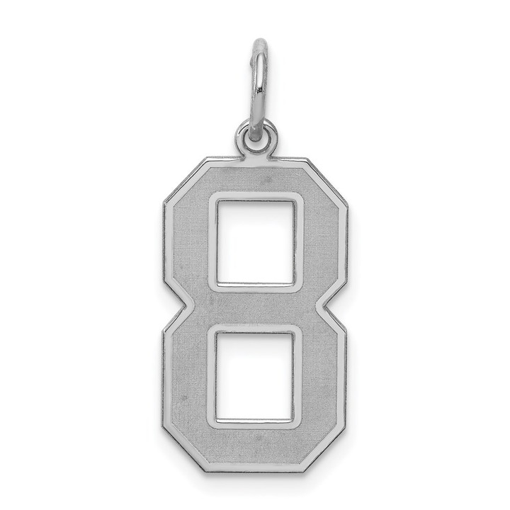 Sterling Silver/Rhodium-plated Satin Number 8 Charm QPP08