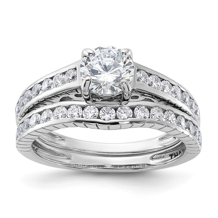 Sterling Silver Rhodium-plated 2-Piece CZ Size 6 Wedding Set Ring QR1328-6