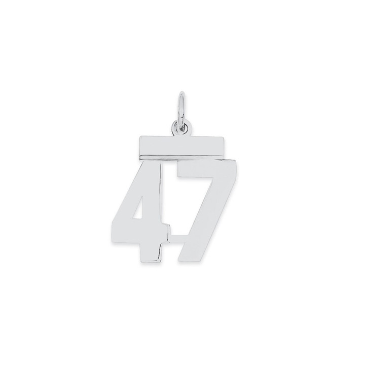 Sterling Silver/Rhodium-plated Polished Number 47 Charm QSS47
