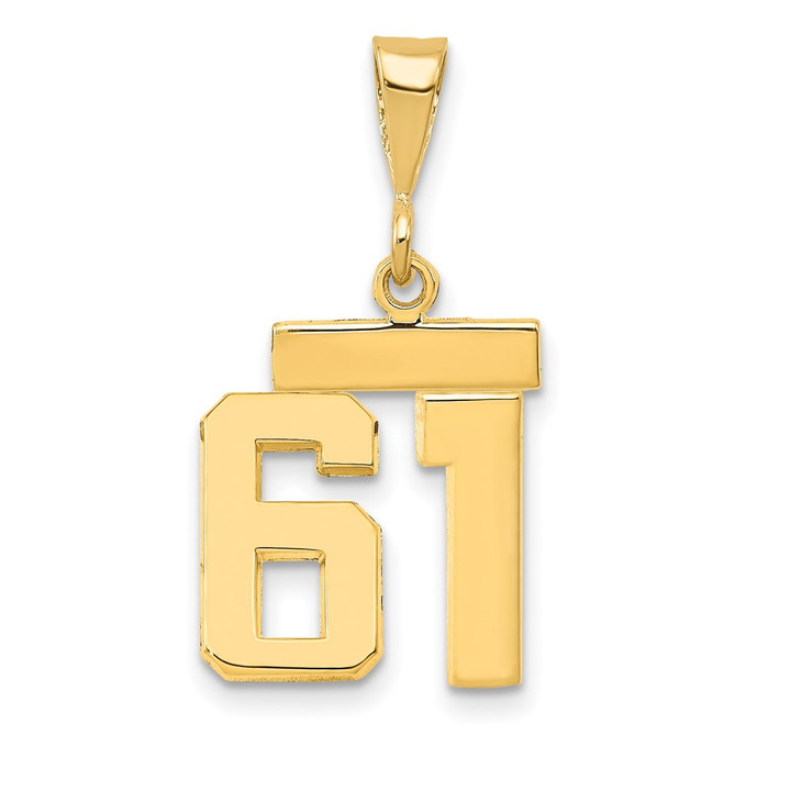 14k Small Polished Number 61 Charm SP61