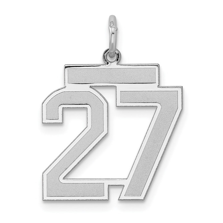 Sterling Silver/Rhodium-plated Satin Number 27 Charm QPM27
