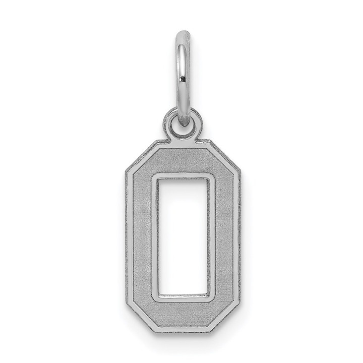 Sterling Silver/Rhodium-plated Satin Number 0 Charm QPS00