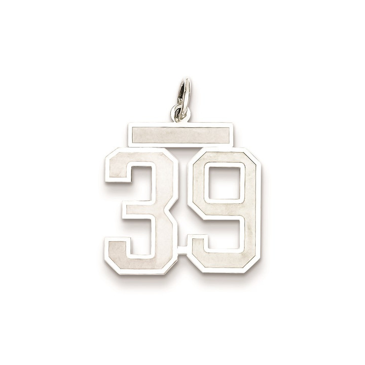 Sterling Silver/Rhodium-plated Satin Number 39 Charm QPM39
