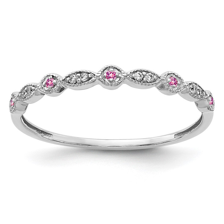 14k White Gold Diamond and Pink Sapphire Fancy Band RM5625-PS-003-WA