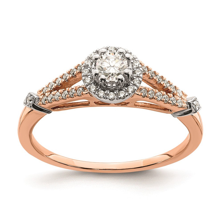 10k Rose Gold Halo 1/3 carat Diamond Complete Engagement Ring RM6382E-036-0RAA
