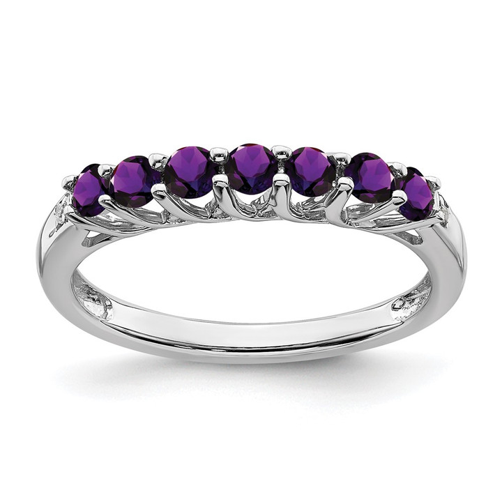 Sterling Silver Rhodium-plated Amethyst and Diamond Ring RM7411-AM-001-SSA-8