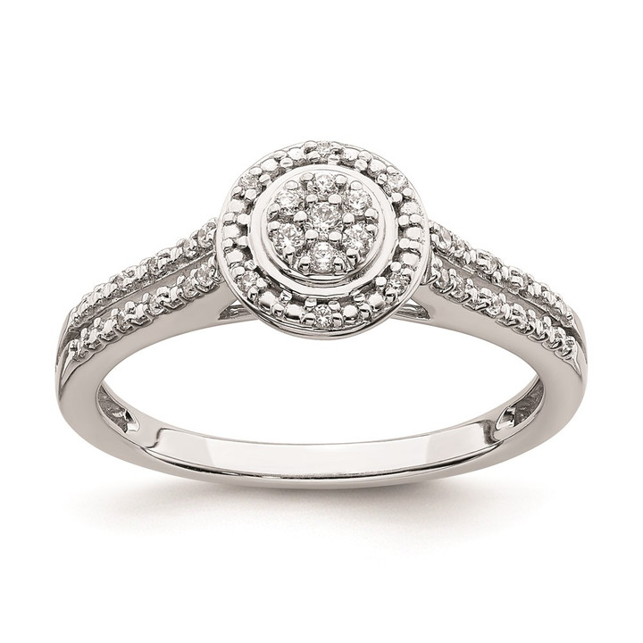 10k White Gold Halo Cluster 1/6 carat Diamond Complete Engagement Ring RM6393E-016-0WAA