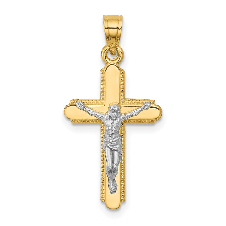 10K w/Rhodium Crucifix Pendant 10C1076