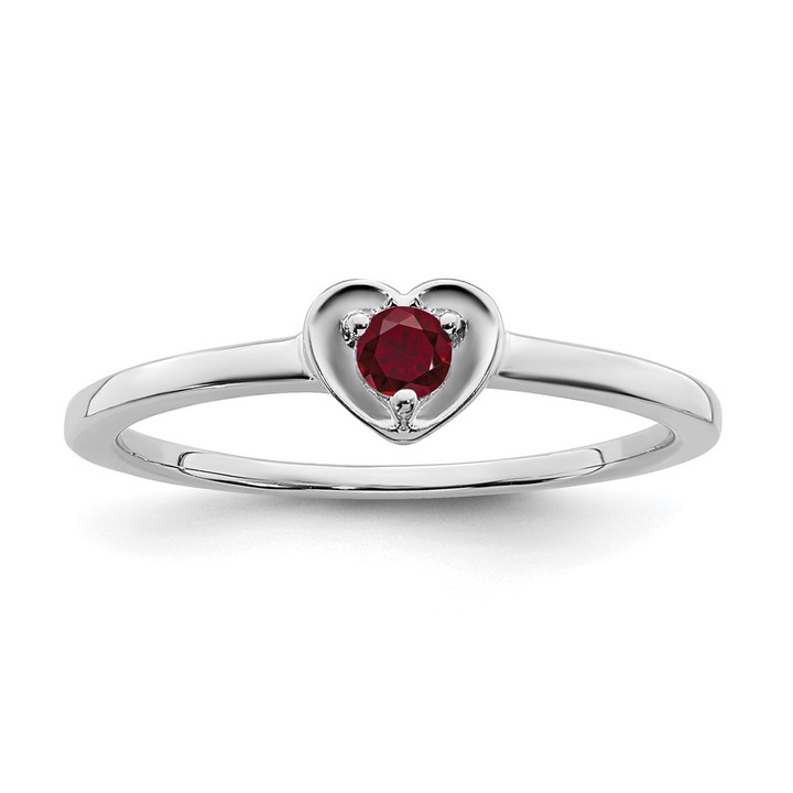14K White Gold Created Ruby Heart Ring RM7397-CRU-W