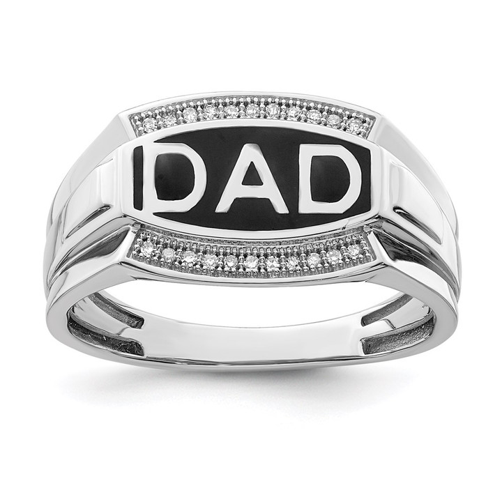 Sterling Silver Rhodium Plated Diamond Men's DAD Ring QR5106-11