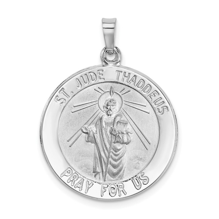 14k White Gold Saint Jude Medal Pendant REL147