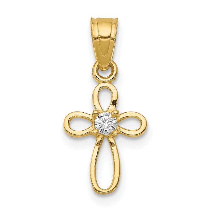 10k Small CZ Cross Pendant 10C1109