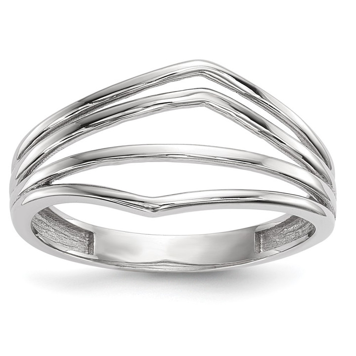 14k White Gold Polished 4-Bar Ring R608