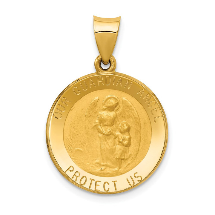 14k Guardian Angel Medal Hollow Pendant REL149