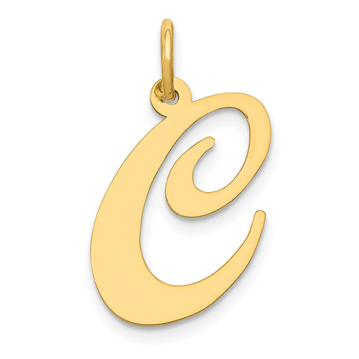 10k Large Fancy Script Letter C Initial Charm 10YC654C