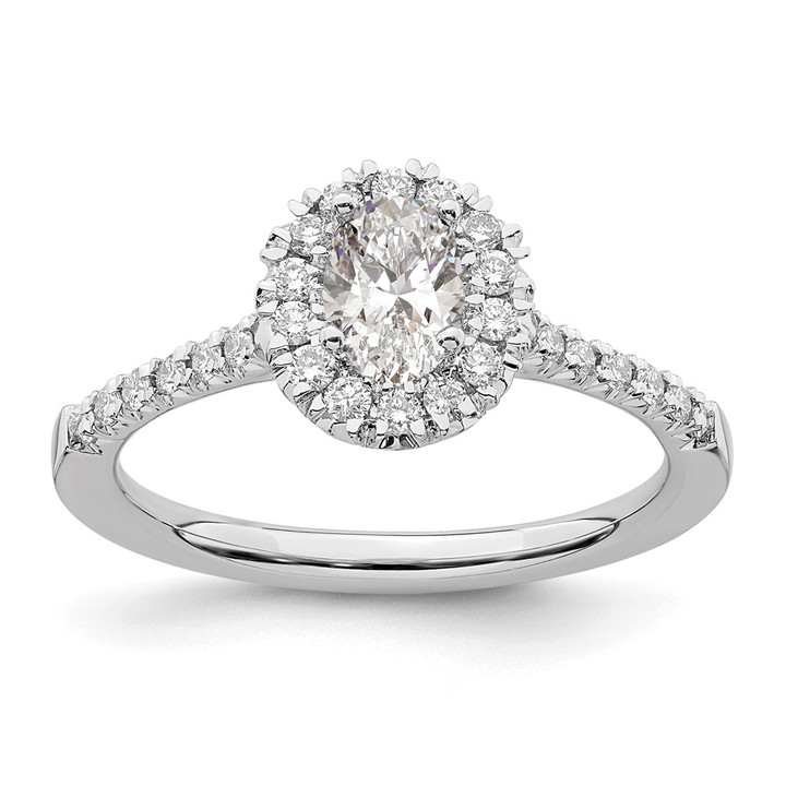 14K White Gold Lab Grown Diamond VS/SI FGH Oval Halo Eng Semi-mount RM2058E-050-7WLG