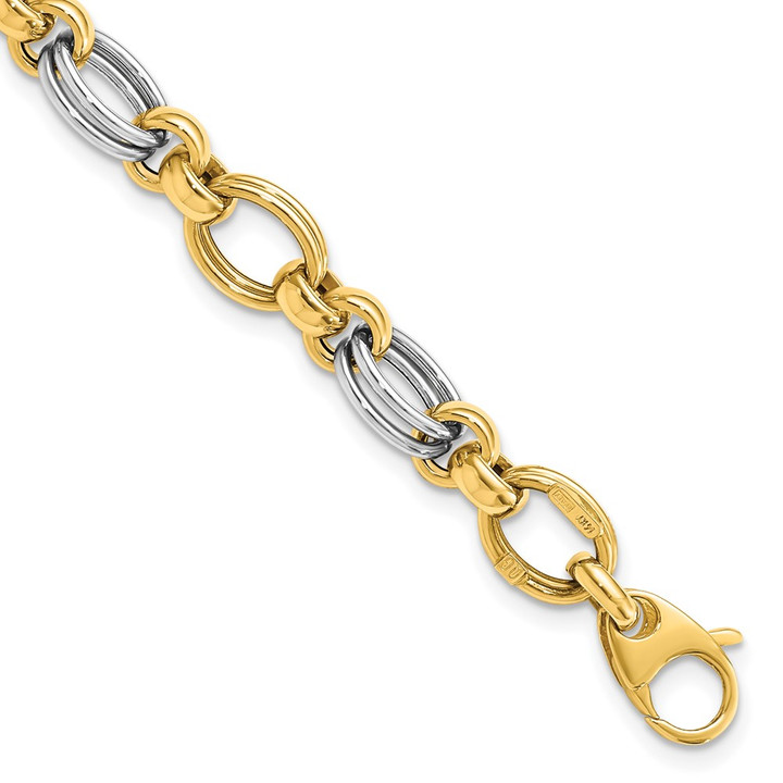 14k Two-tone Polished Fancy Link Bracelet SF2393-7.5