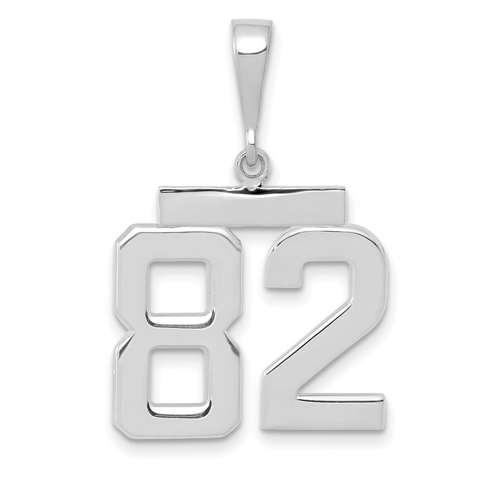 14kw Medium Polished Number 82 Charm WMP82