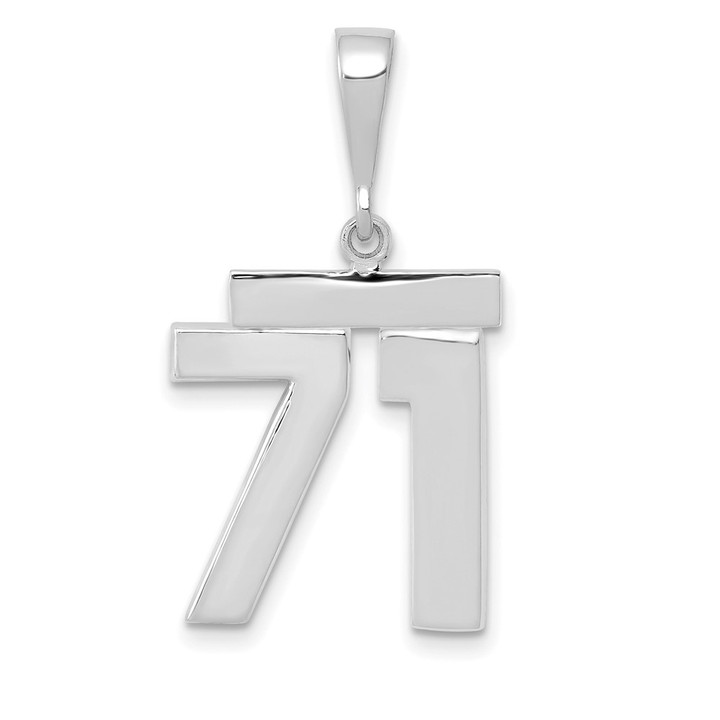 14kw Medium Polished Number 71 Charm WMP71