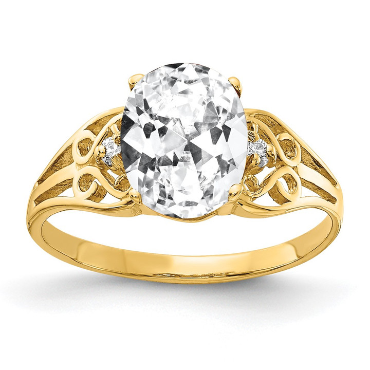 14k 9x7mm Oval Cubic Zirconia A Diamond ring X6106CZ/A