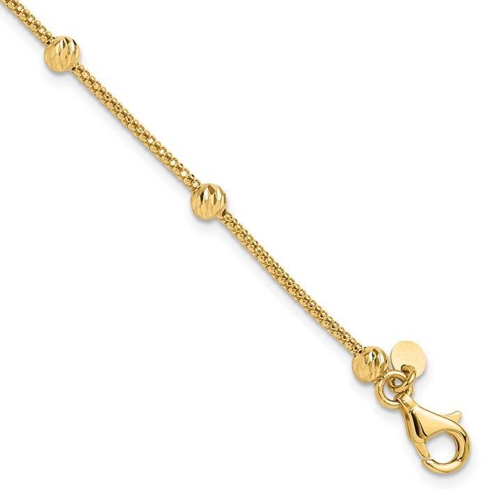 14K Polished and Diamond-cut Beaded Bracelet SF2977-7.5