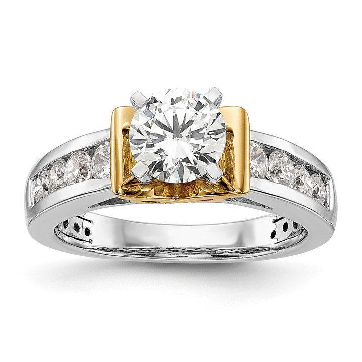 14K Two-tone Lab Grown Diamond VS/SI FGH Peg Set Semi-mount Eng Ring RM2679E-065-7WYLG