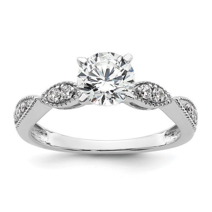 14K White Gold Lab Grown Diamond VS/SI FGH Round Semi-mount Eng Ring RM2529E-100-7WLG