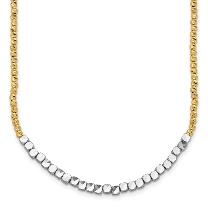 14K Two-tone Diamond-cut Beaded 18in Necklace SF2987-18