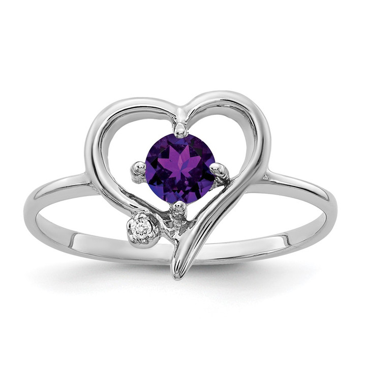 14k White Gold 4mm Amethyst A Diamond ring X9737AM/A