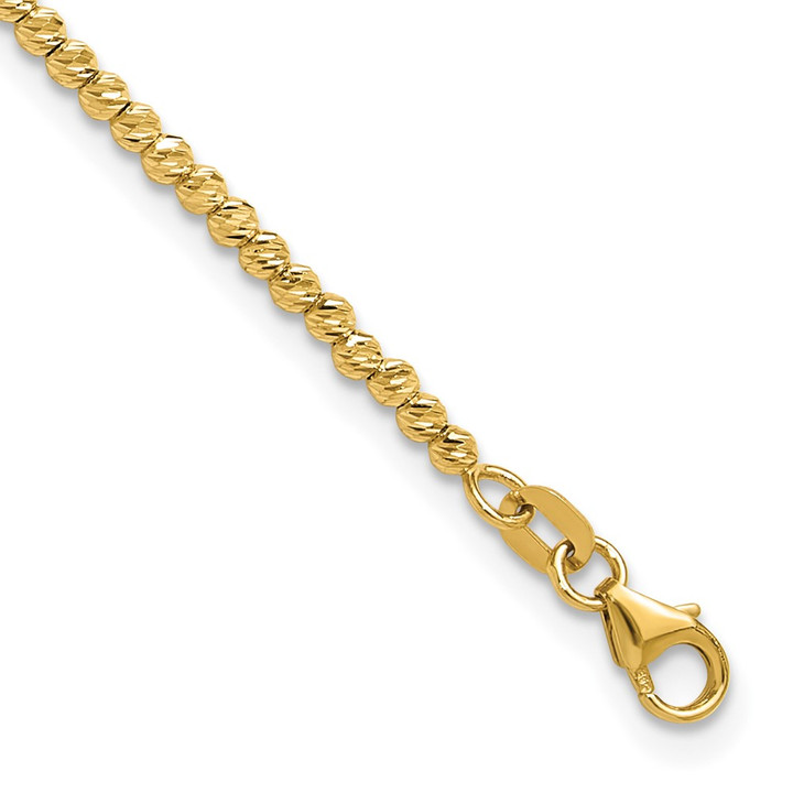 14K Polished and Diamond-cut Beaded Bracelet SF3023-7.5