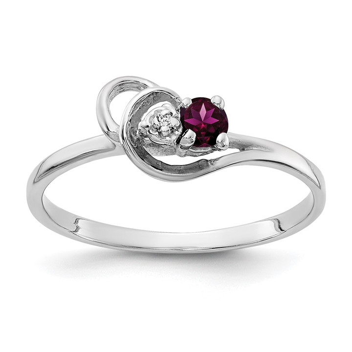 14k White Gold 3mm Rhodolite Garnet AAA Diamond ring X9739RG/AAA