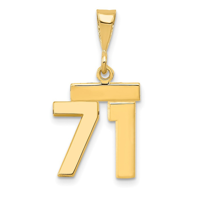 14k Small Polished Number 71 Charm SP71