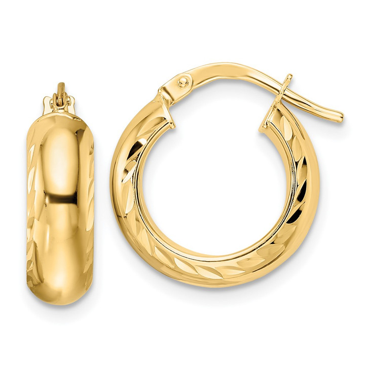 14K Polished & D/C Hoop Earrings TF2041