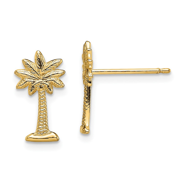 14K Mini Palmetto Palm Tree Post Earrings TE823
