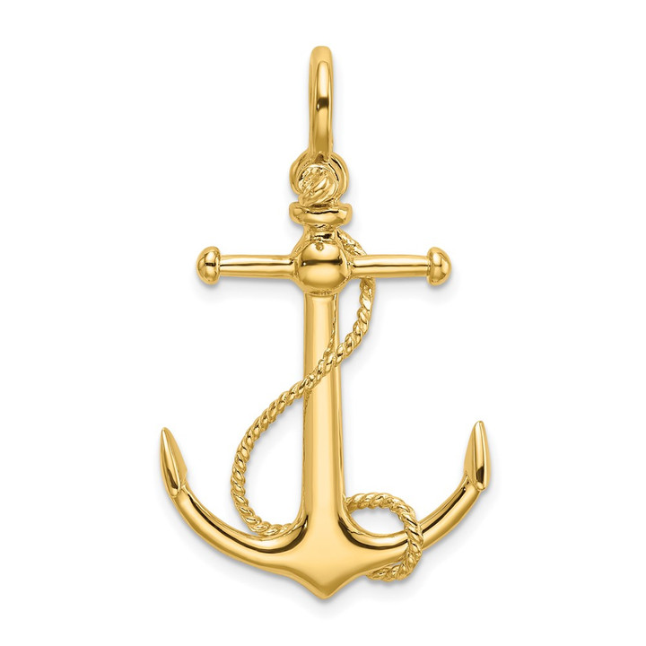 10K 3-D Anchor W/Long T Bar and Shackle Bail Charm 10K8000
