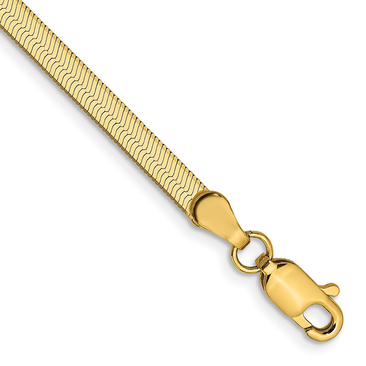 14K 7 inch 3mm Silky Herringbone with Lobster Clasp Bracelet SLK025-7