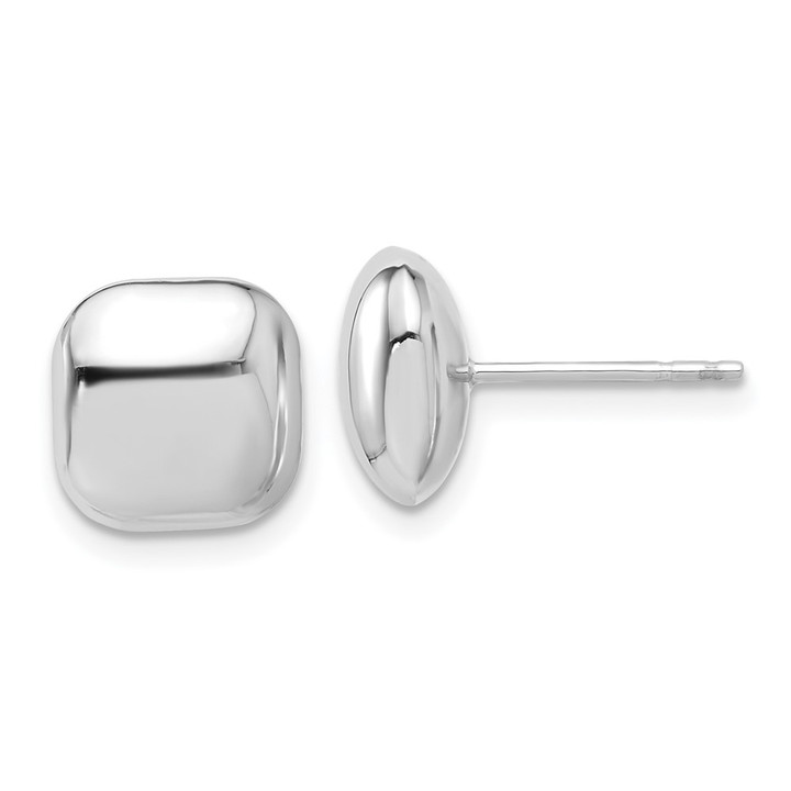 14K White Gold Polished 10mm Puffed Square Post Earrings TF2341W