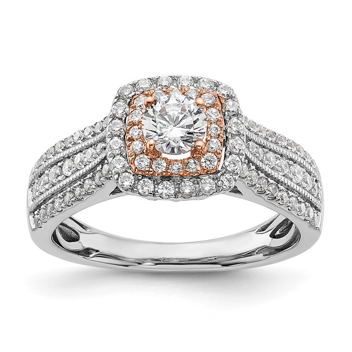 10K Two-Tone Eternal Promise Lab Grown VS/SI FGH Dia Halo Complete Ring RM5741E-033-C0WRLG