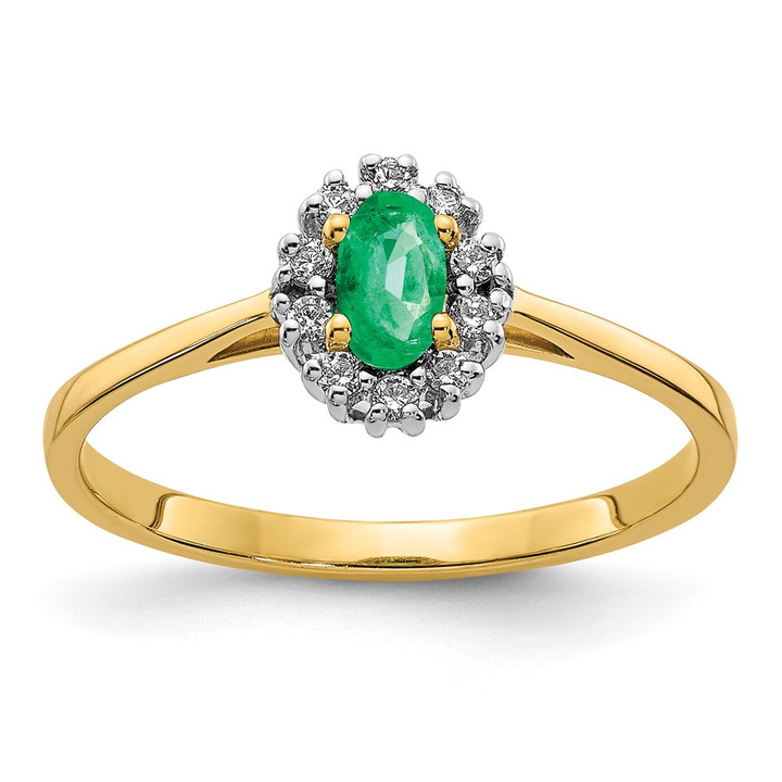 14k Diamond and Oval Emerald Halo Ring RM5757-EM-010-YA